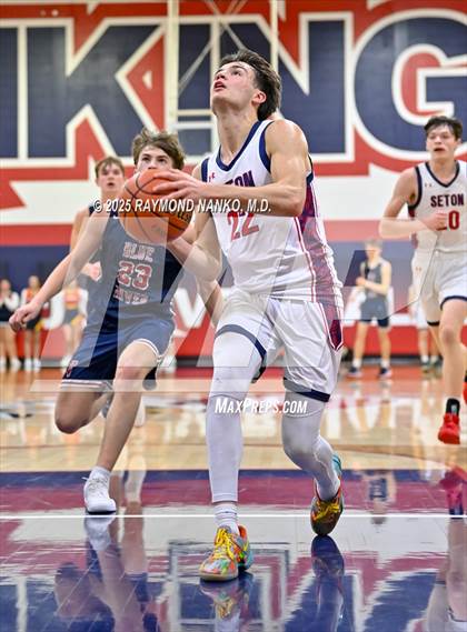 Thumbnail 2 in Blue River Valley vs. Seton Catholic (IHSAA 1A Section 56 First Round) photogallery.