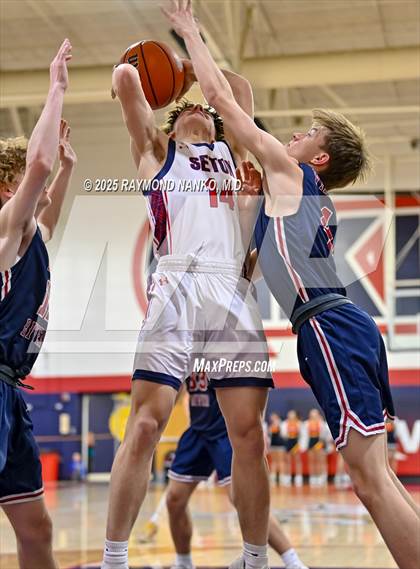 Thumbnail 3 in Blue River Valley vs. Seton Catholic (IHSAA 1A Section 56 First Round) photogallery.