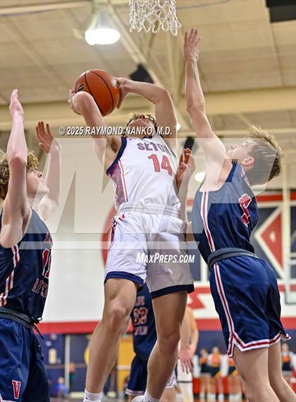 Thumbnail 1 in Blue River Valley vs. Seton Catholic (IHSAA 1A Section 56 First Round) photogallery.