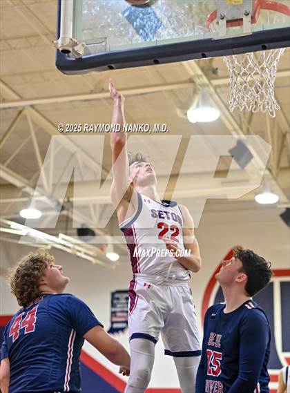 Thumbnail 1 in Blue River Valley vs. Seton Catholic (IHSAA 1A Section 56 First Round) photogallery.