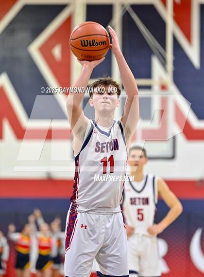 Thumbnail 1 in Blue River Valley vs. Seton Catholic (IHSAA 1A Section 56 First Round) photogallery.