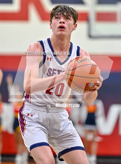 Thumbnail 2 in Blue River Valley vs. Seton Catholic (IHSAA 1A Section 56 First Round) photogallery.