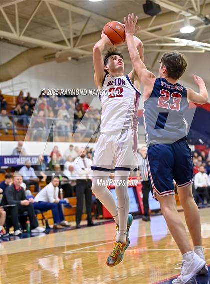 Thumbnail 3 in Blue River Valley vs. Seton Catholic (IHSAA 1A Section 56 First Round) photogallery.