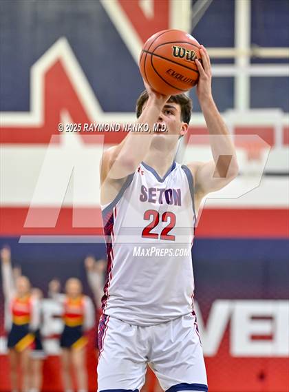 Thumbnail 1 in Blue River Valley vs. Seton Catholic (IHSAA 1A Section 56 First Round) photogallery.