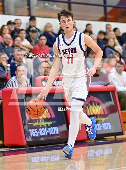 Thumbnail 3 in Blue River Valley vs. Seton Catholic (IHSAA 1A Section 56 First Round) photogallery.