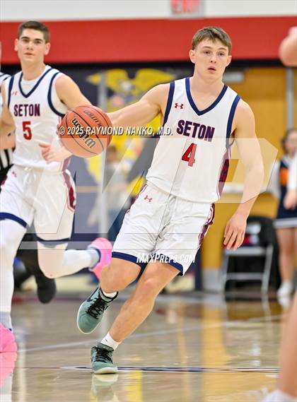 Thumbnail 1 in Blue River Valley vs. Seton Catholic (IHSAA 1A Section 56 First Round) photogallery.
