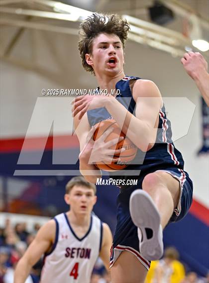 Thumbnail 1 in Blue River Valley vs. Seton Catholic (IHSAA 1A Section 56 First Round) photogallery.