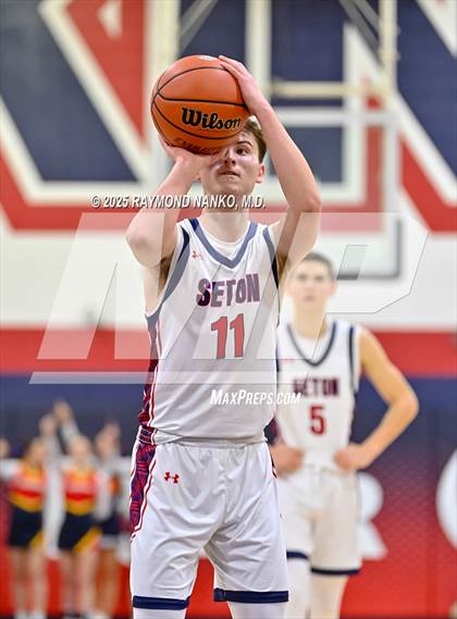 Thumbnail 3 in Blue River Valley vs. Seton Catholic (IHSAA 1A Section 56 First Round) photogallery.