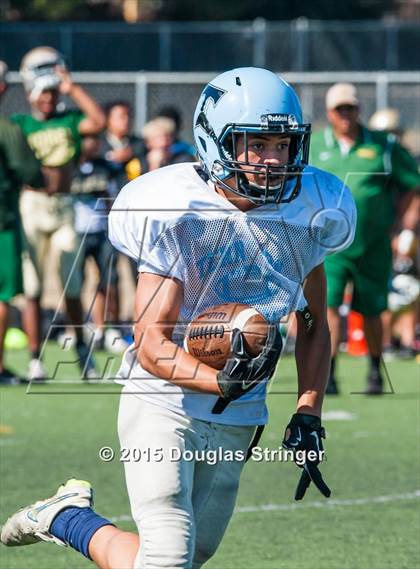 Thumbnail 1 in Moreau Catholic vs Tennyson (Scrimmages at Tennyson) photogallery.