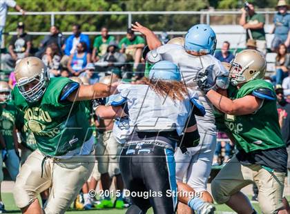 Thumbnail 3 in Moreau Catholic vs Tennyson (Scrimmages at Tennyson) photogallery.
