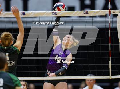 Thumbnail 3 in Neches vs. Harrold (UIL 1A Volleyball Final) photogallery.