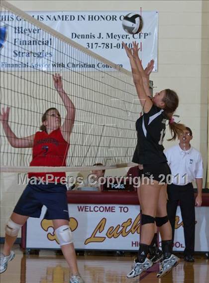 Thumbnail 2 in Morristown vs Baptist Academy (IHSAA Volleyball Sectionals) photogallery.