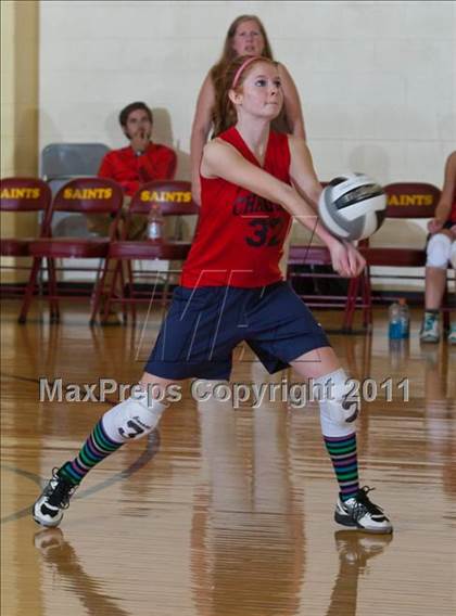 Thumbnail 1 in Morristown vs Baptist Academy (IHSAA Volleyball Sectionals) photogallery.
