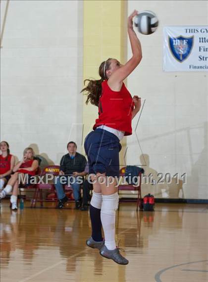 Thumbnail 2 in Morristown vs Baptist Academy (IHSAA Volleyball Sectionals) photogallery.