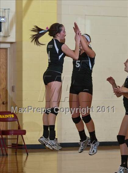 Thumbnail 3 in Morristown vs Baptist Academy (IHSAA Volleyball Sectionals) photogallery.