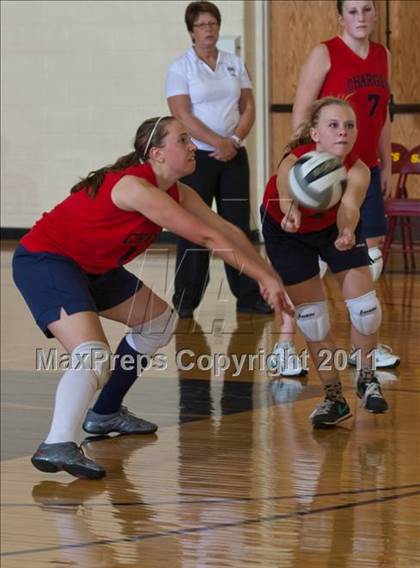 Thumbnail 3 in Morristown vs Baptist Academy (IHSAA Volleyball Sectionals) photogallery.