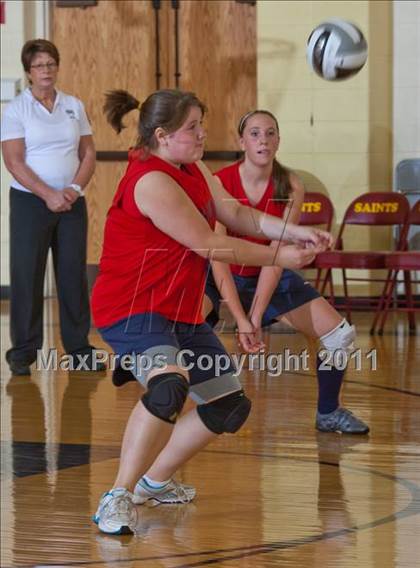 Thumbnail 1 in Morristown vs Baptist Academy (IHSAA Volleyball Sectionals) photogallery.