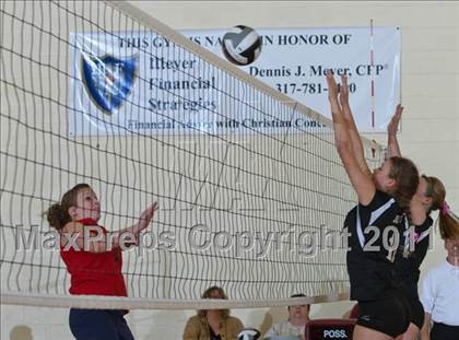 Thumbnail 1 in Morristown vs Baptist Academy (IHSAA Volleyball Sectionals) photogallery.