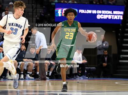Thumbnail 1 in Notre Dame vs. Pleasant Valley (CIF State D3 Finals) photogallery.
