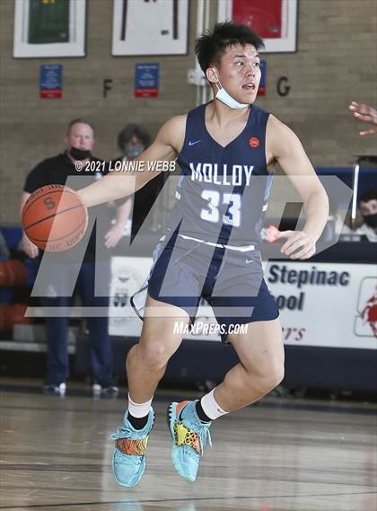Thumbnail 2 in Bishop Loughlin vs Archbishop Molloy (CHSAA Spring Basketball Tournament) photogallery.