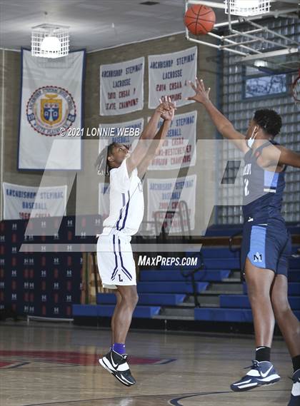 Thumbnail 2 in Bishop Loughlin vs Archbishop Molloy (CHSAA Spring Basketball Tournament) photogallery.
