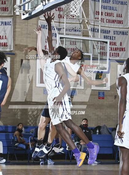 Thumbnail 2 in Bishop Loughlin vs Archbishop Molloy (CHSAA Spring Basketball Tournament) photogallery.