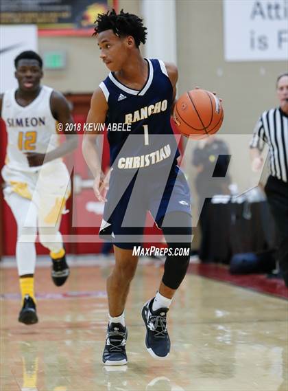 Thumbnail 1 in Simeon vs Rancho Christian (Hoophall West Tournament) photogallery.