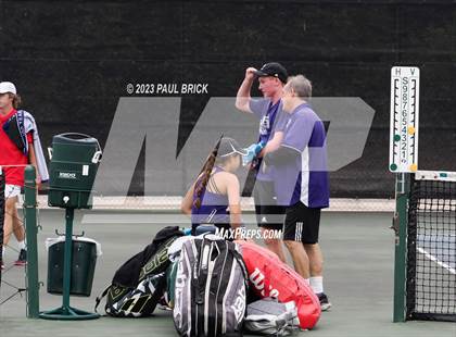 Thumbnail 3 in UIL 5A Girls Tennis Mixed Doubles Semifinal photogallery.