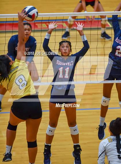 Thumbnail 1 in Brennan vs Roosevelt [Theodore] (NEISD Volleyball Tournament) photogallery.