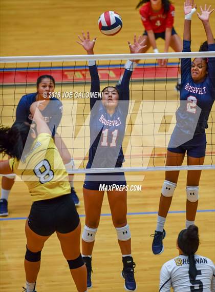 Thumbnail 2 in Brennan vs Roosevelt [Theodore] (NEISD Volleyball Tournament) photogallery.
