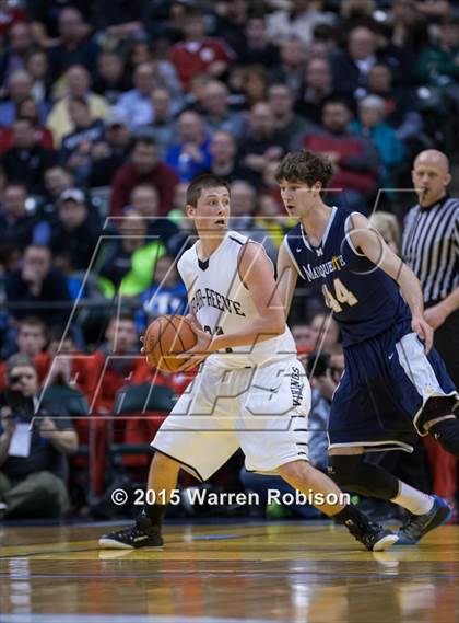 Thumbnail 3 in Marquette Catholic vs. Barr-Reeve (IHSAA 1A Final) photogallery.