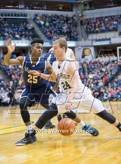 Thumbnail 3 in Marquette Catholic vs. Barr-Reeve (IHSAA 1A Final) photogallery.
