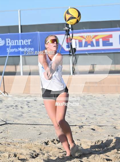 Thumbnail 1 in Arcadia vs. Salpointe Catholic (AIA DII Pairs Semifinal) photogallery.