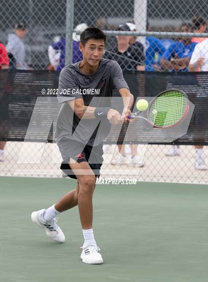 Thumbnail 3 in Round Rock Westwood vs Memorial (UIL 6A Boys Doubles Tennis State Semifinal) photogallery.