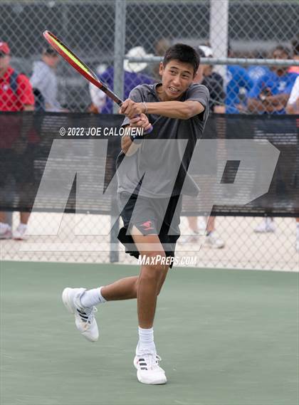 Thumbnail 2 in Round Rock Westwood vs Memorial (UIL 6A Boys Doubles Tennis State Semifinal) photogallery.