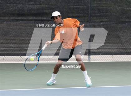 Thumbnail 3 in Round Rock Westwood vs Memorial (UIL 6A Boys Doubles Tennis State Semifinal) photogallery.