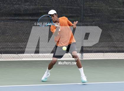 Thumbnail 1 in Round Rock Westwood vs Memorial (UIL 6A Boys Doubles Tennis State Semifinal) photogallery.