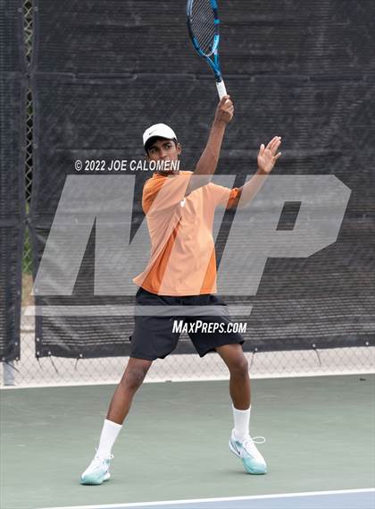 Thumbnail 2 in Round Rock Westwood vs Memorial (UIL 6A Boys Doubles Tennis State Semifinal) photogallery.