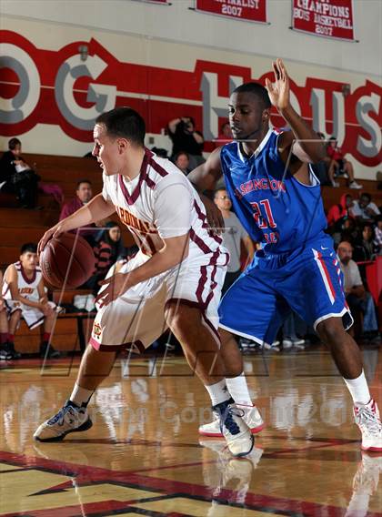 Thumbnail 1 in Cantwell-Sacred Heart vs. George Washington Prep (Rose City Roundball Classic) photogallery.