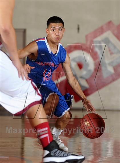 Thumbnail 1 in Cantwell-Sacred Heart vs. George Washington Prep (Rose City Roundball Classic) photogallery.