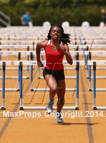 Thumbnail 3 in CIF NCS Masters Track and Field (Girls 100 Meter Hurdles Prelims and Finals) photogallery.