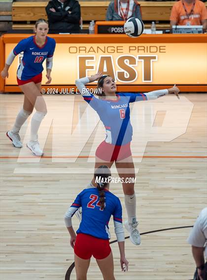 Thumbnail 1 in Roncalli vs. Jennings County (IHSAA 3A Semi-state semifinal) photogallery.