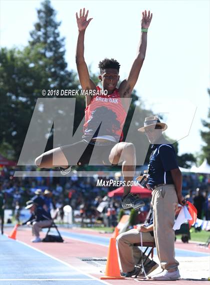 Thumbnail 1 in CIF State Track and Field Championships (Boys Long Jump Qualifying) photogallery.