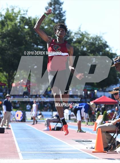 Thumbnail 2 in CIF State Track and Field Championships (Boys Long Jump Qualifying) photogallery.