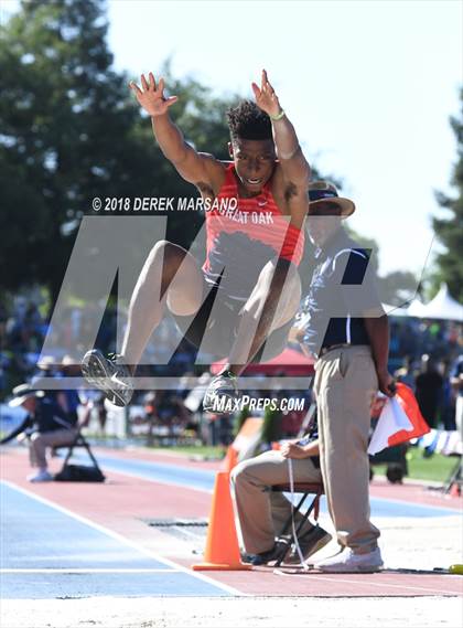 Thumbnail 2 in CIF State Track and Field Championships (Boys Long Jump Qualifying) photogallery.