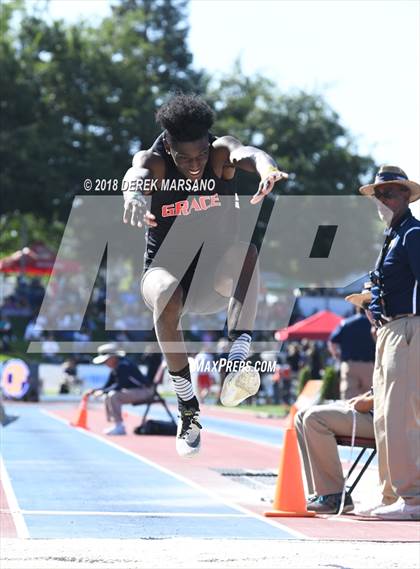 Thumbnail 3 in CIF State Track and Field Championships (Boys Long Jump Qualifying) photogallery.