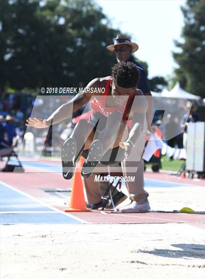 Thumbnail 3 in CIF State Track and Field Championships (Boys Long Jump Qualifying) photogallery.