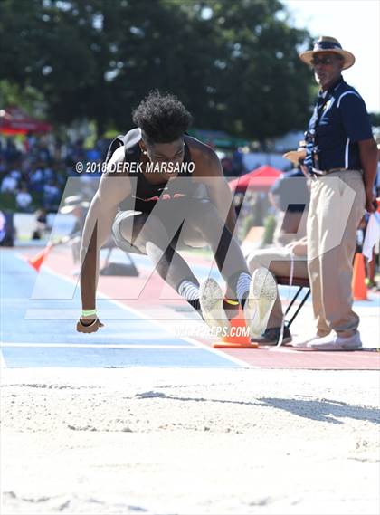 Thumbnail 1 in CIF State Track and Field Championships (Boys Long Jump Qualifying) photogallery.