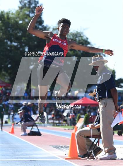 Thumbnail 3 in CIF State Track and Field Championships (Boys Long Jump Qualifying) photogallery.
