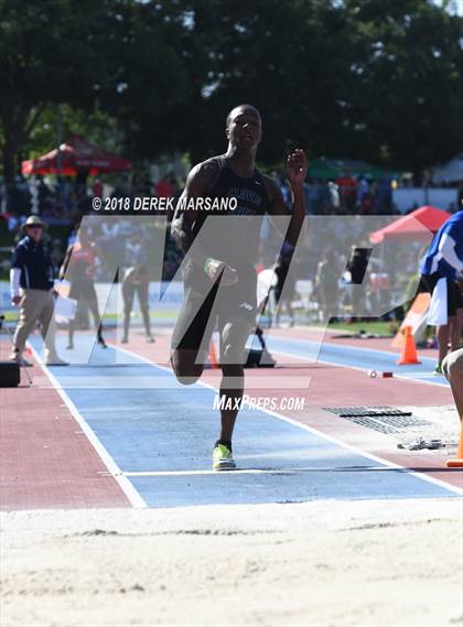 Thumbnail 1 in CIF State Track and Field Championships (Boys Long Jump Qualifying) photogallery.